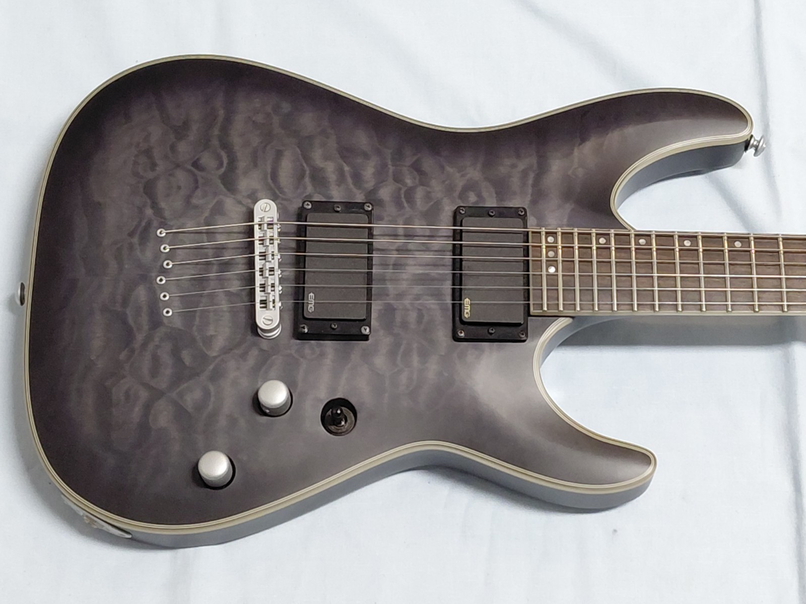 Schecter C-1 Research Platinum Electric Guitar Translucent Black – Mint