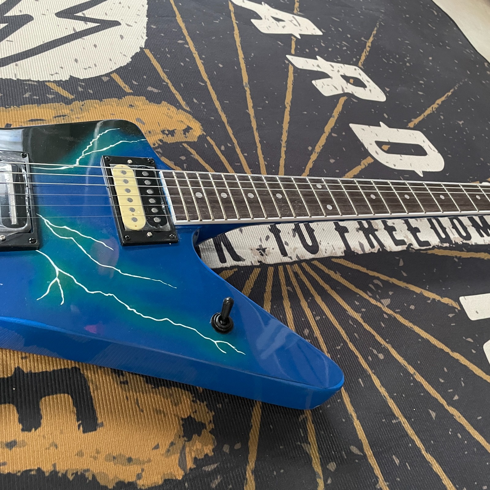 Blue Dimedean Electric Guitar 6String Lightning Body w/Floyd Free Ship