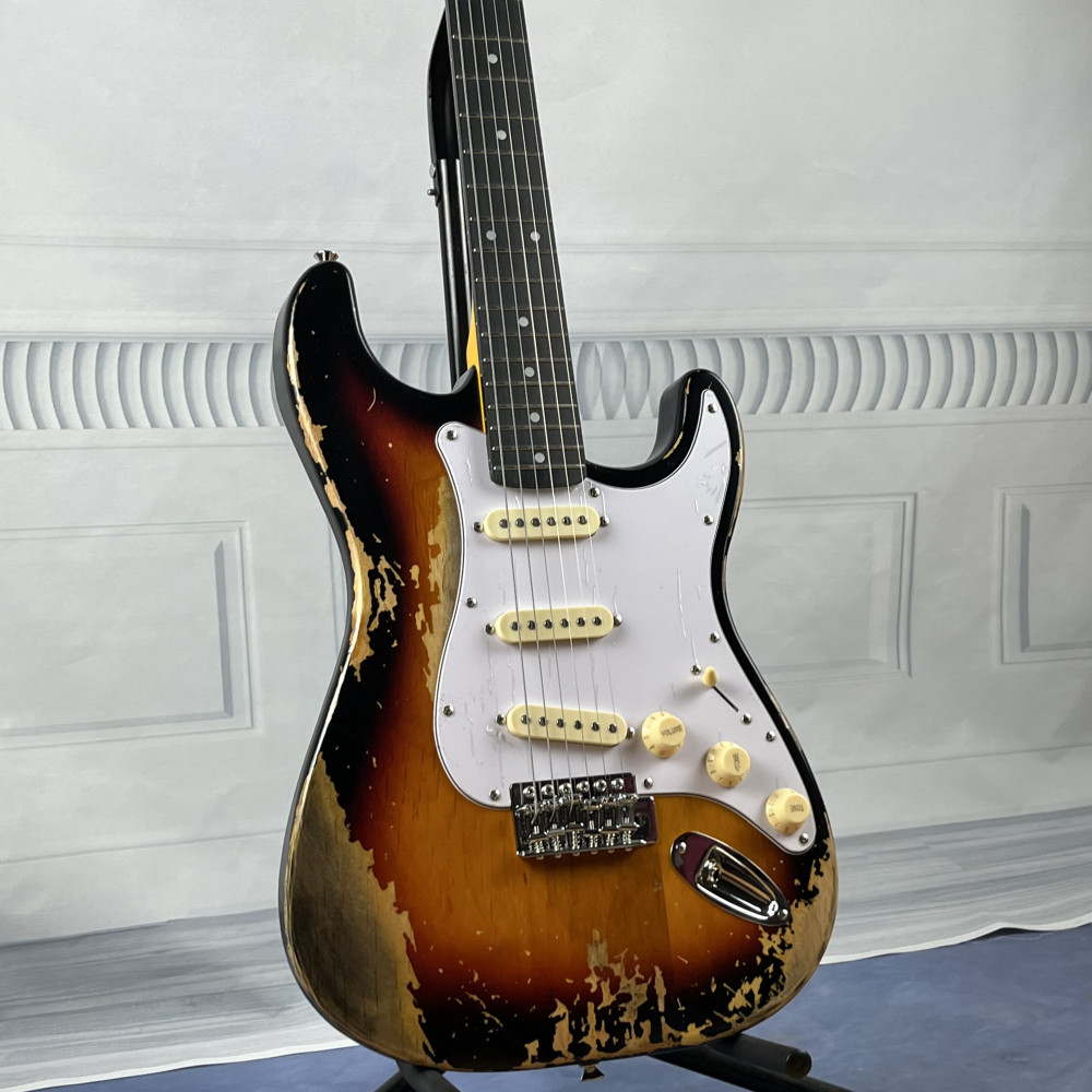 In stock Heavy Relics Sunburst Aged Electric Guitar Rosewood Fingerboard 21 fret
