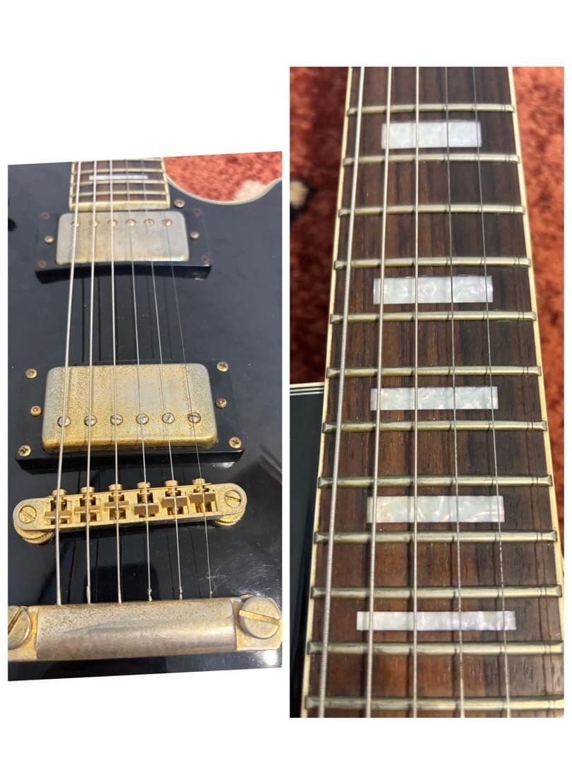 Epiphone Les Paul Custom Electric Guitar Black, Gold Parts, Block Inlay