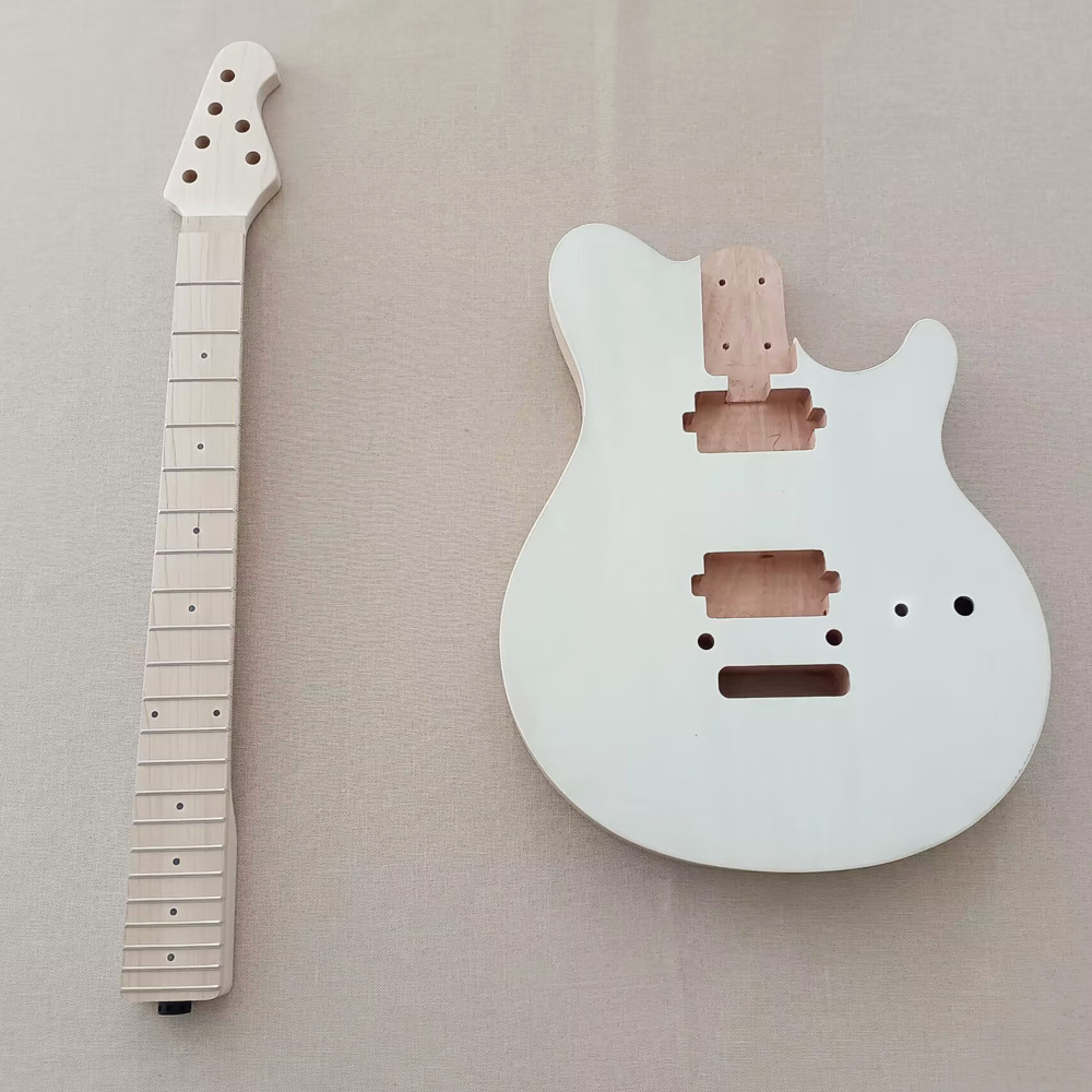 DIY Electric Guitar Kit Mahogany Body Bolt On Maple Neck FB CR Part Dot Inlay