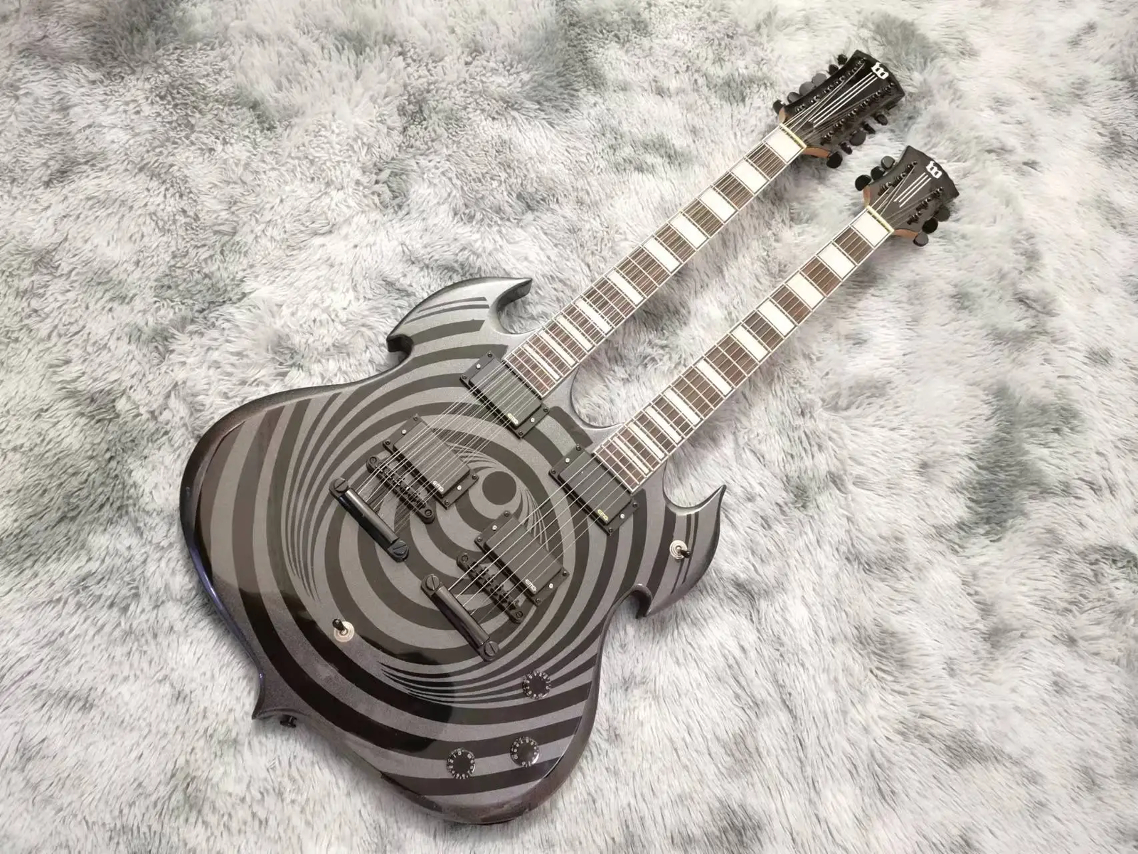 12 String+6string Double Neck Electric Guitar,Zack Ring,black Parts,customizable