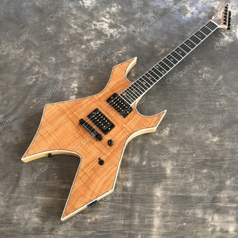 Solid Body Electric Guitar Natural Wood Finish HH Pickups Stainless Rounded Fret