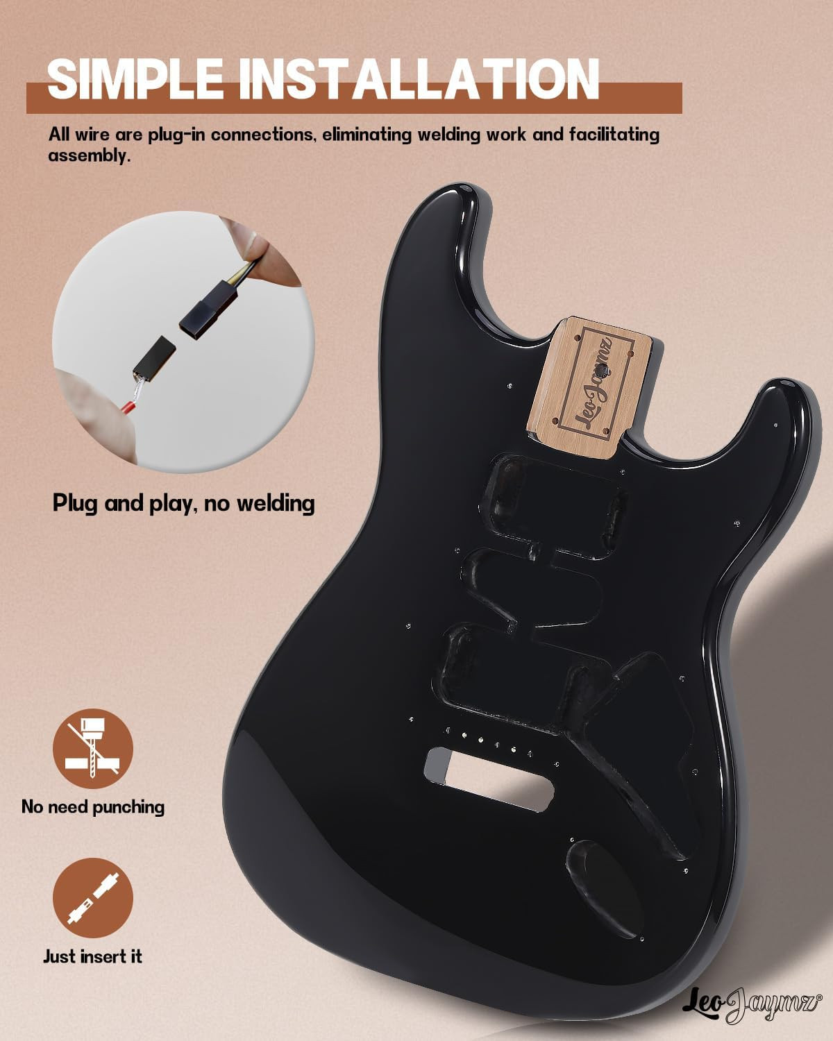 DIY ST Style Electric Guitar Kits,Spray-Painted Mahogany Body,Laurel Wood Finger