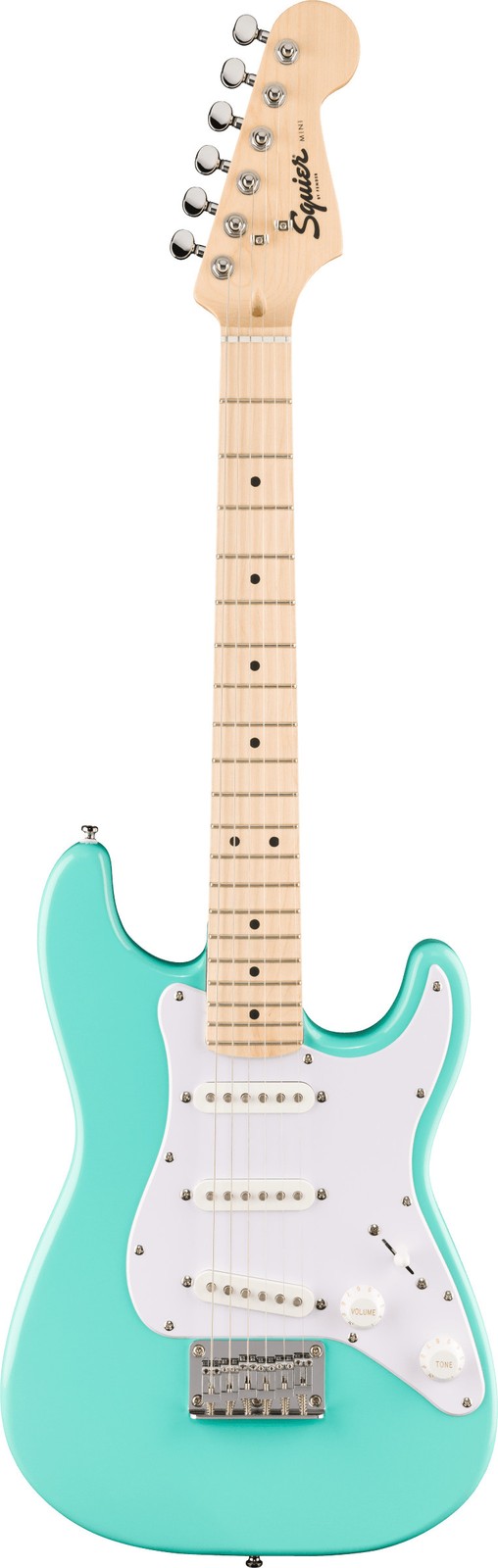 Squier Mini Stratocaster Electric Guitar, Maple Fingerboard, Sea Foam Green