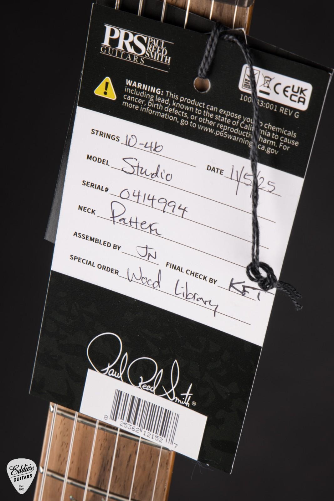 PRS Eddie’s Guitars Wood Library Studio Swamp Ash/Brazilian – Livingston Lemondr