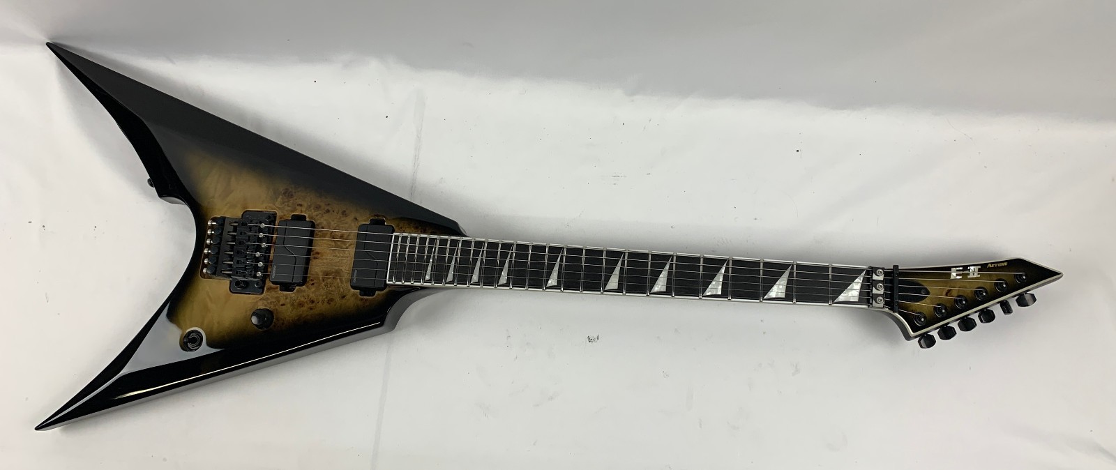 ESP E-II Arrow NT Burl Maple BM Nebula Black Burst Electric Guitar +Case B-Stock