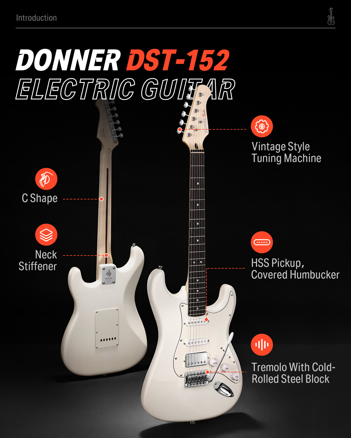 Donner DST-152 Electric Guitar With Amp Solidy Body Humbucker Single Coil Split/