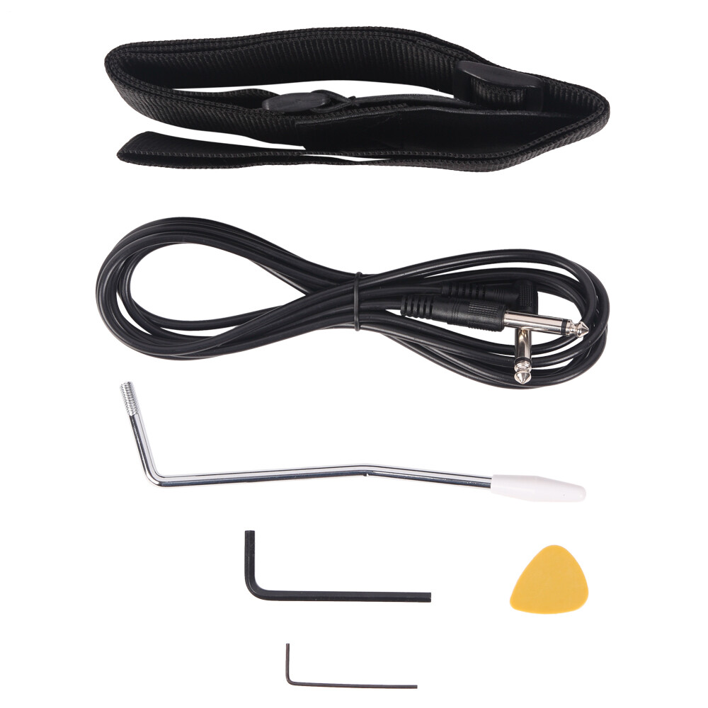Lightning Style Electric Guitar Power Cord/Strap/Bag/Plectrums Black & Dark Blue