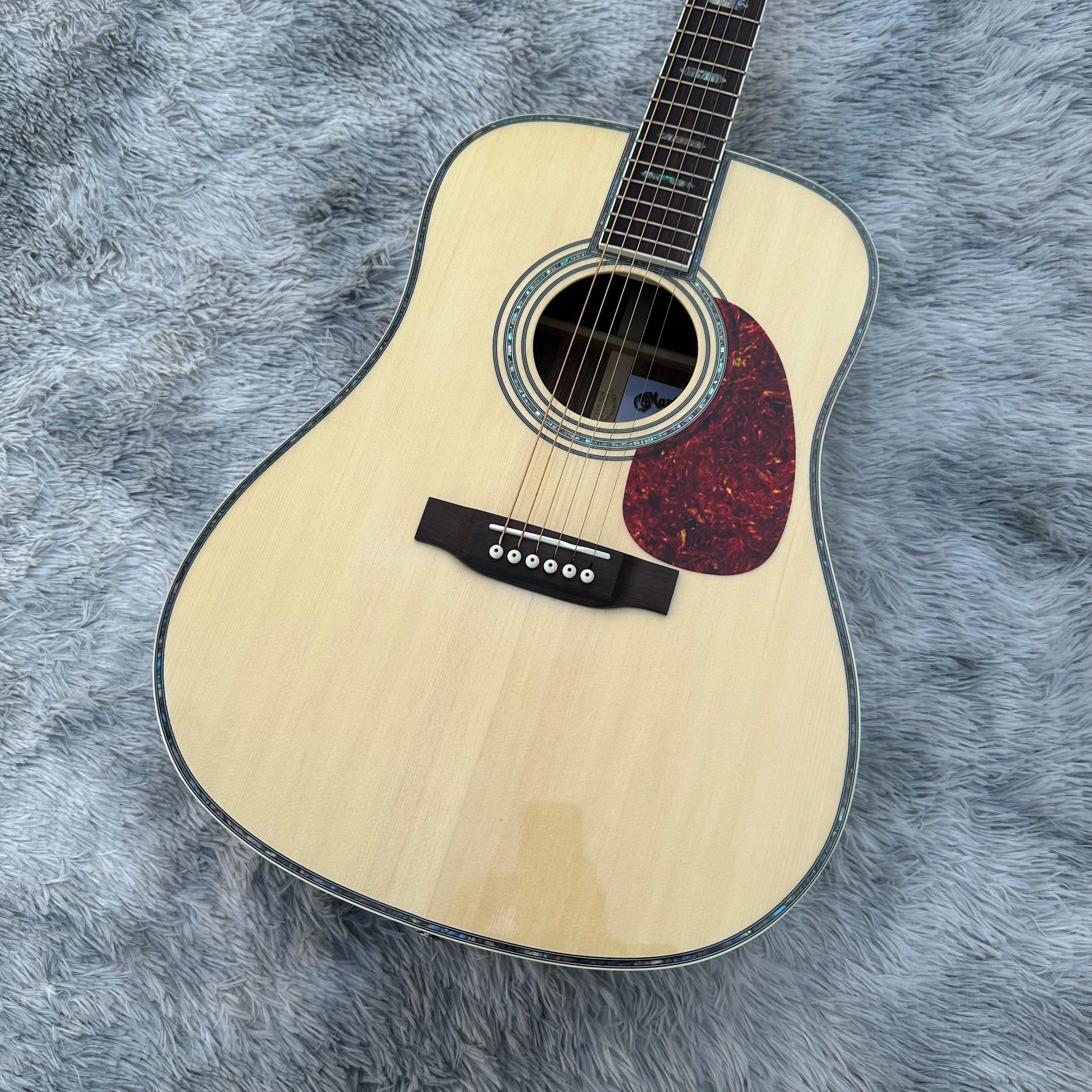 Handmade Large 41 Inch Acoustic Guitar With Abalone Shell Inlaid