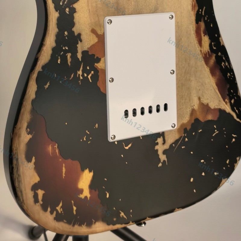 Heavy Aged Solid Body Electric Guitar Stainless Rounded Fret Edge Bone Nut Local