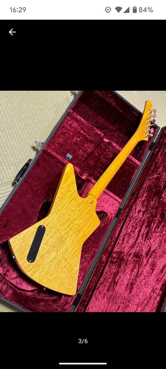 Electric Guitar Momose Explorer EC Elbow Cut Model Natural with Hard Case