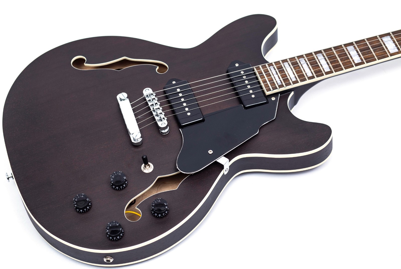 GROTE Electric Guitar Semi-Hollow Body Guitar matte finished P90 (Grey)