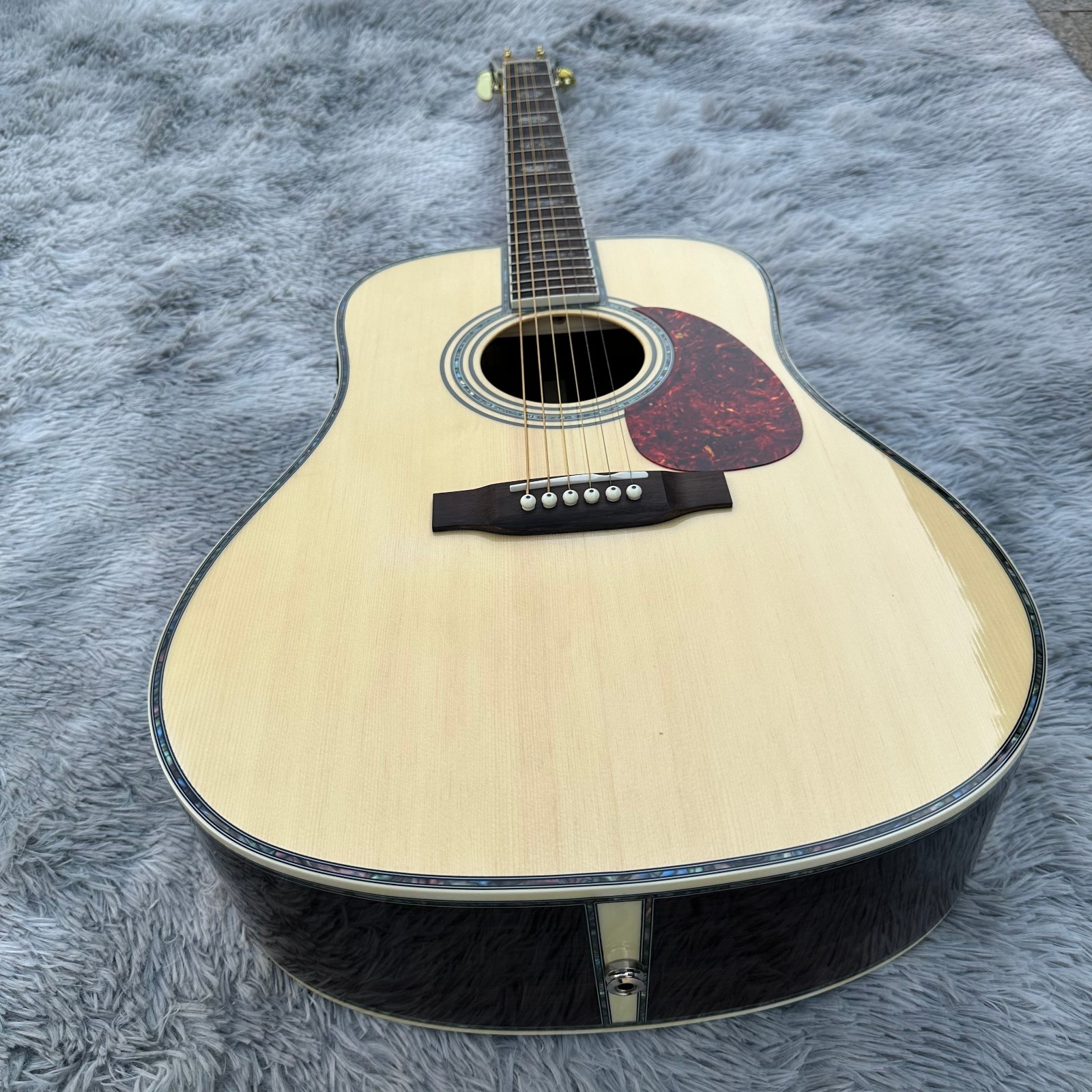Handmade Large 41 Inch Acoustic Guitar With Abalone Shell Inlaid