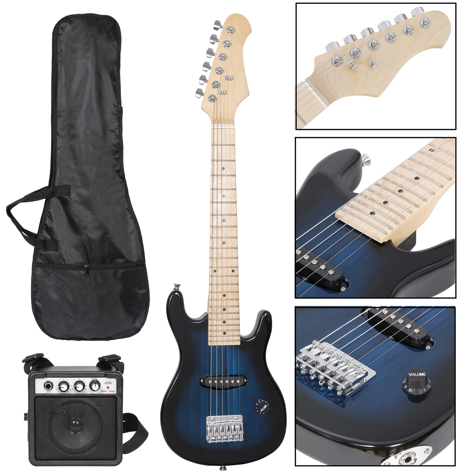 30″ Blue Kids Electric Guitar With Amp & Much More Guitar Combo Accessory Kit