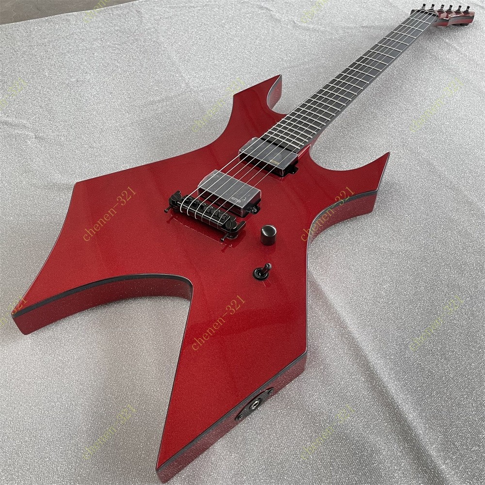 Ledux Solid Body Electric Guitar HH Pickup Fixed Bridge Metallic Red Fast Ship