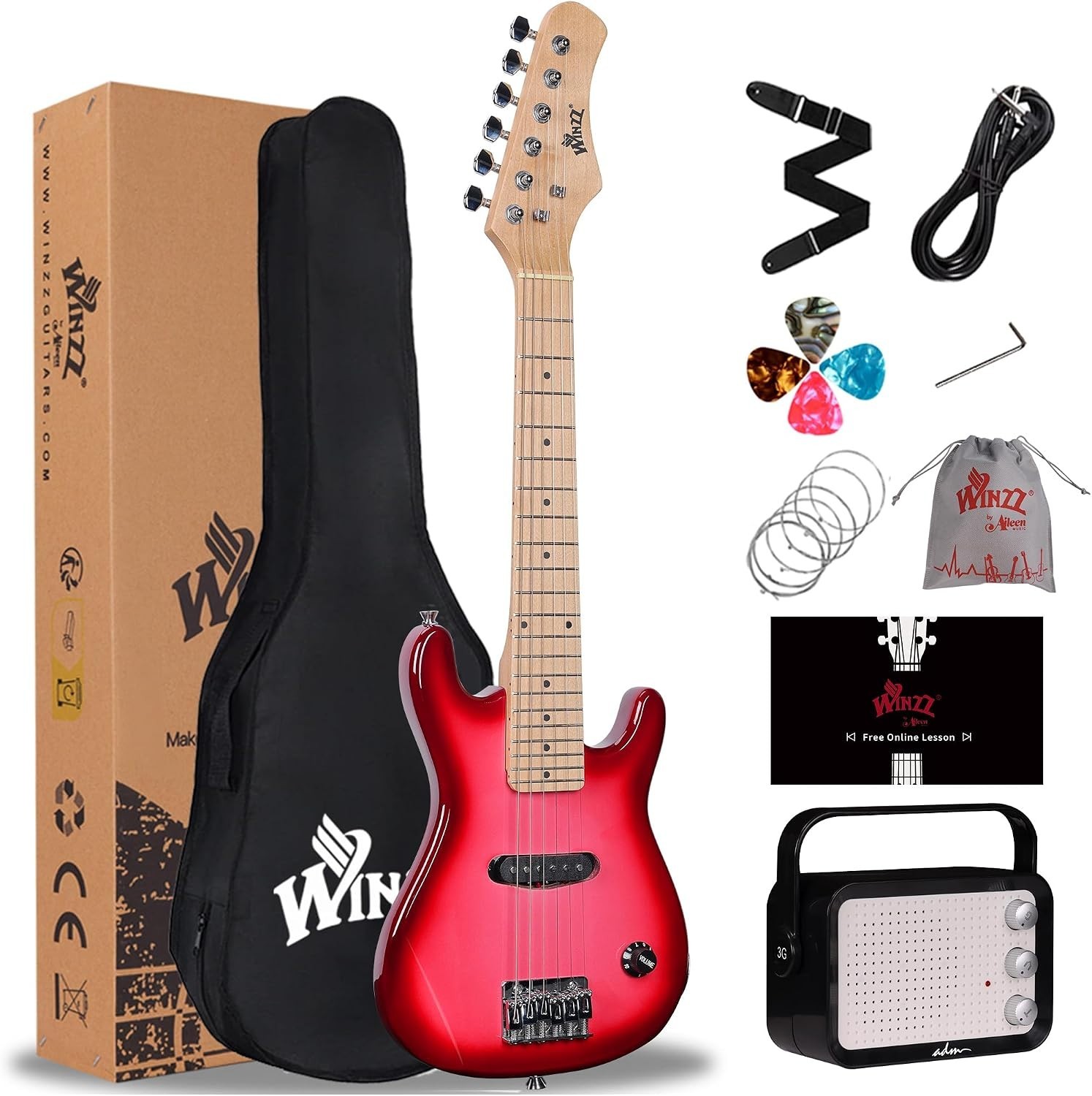 Stylish Gradient Pink 30-Inch Electric Guitar for Little Rockers – Starter Pack