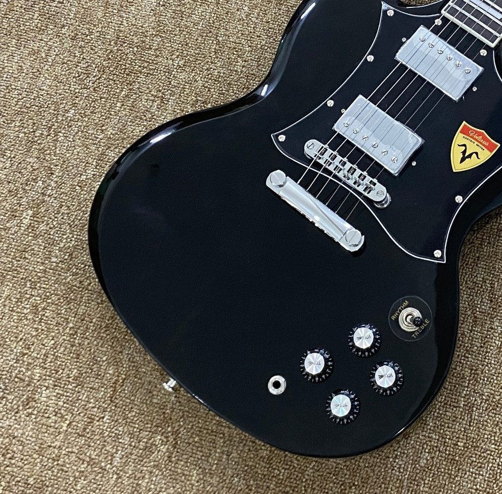 Gorgeous Jet‑Black Electric Guitar Block Fretboard Inlays Mahogany Body🔥