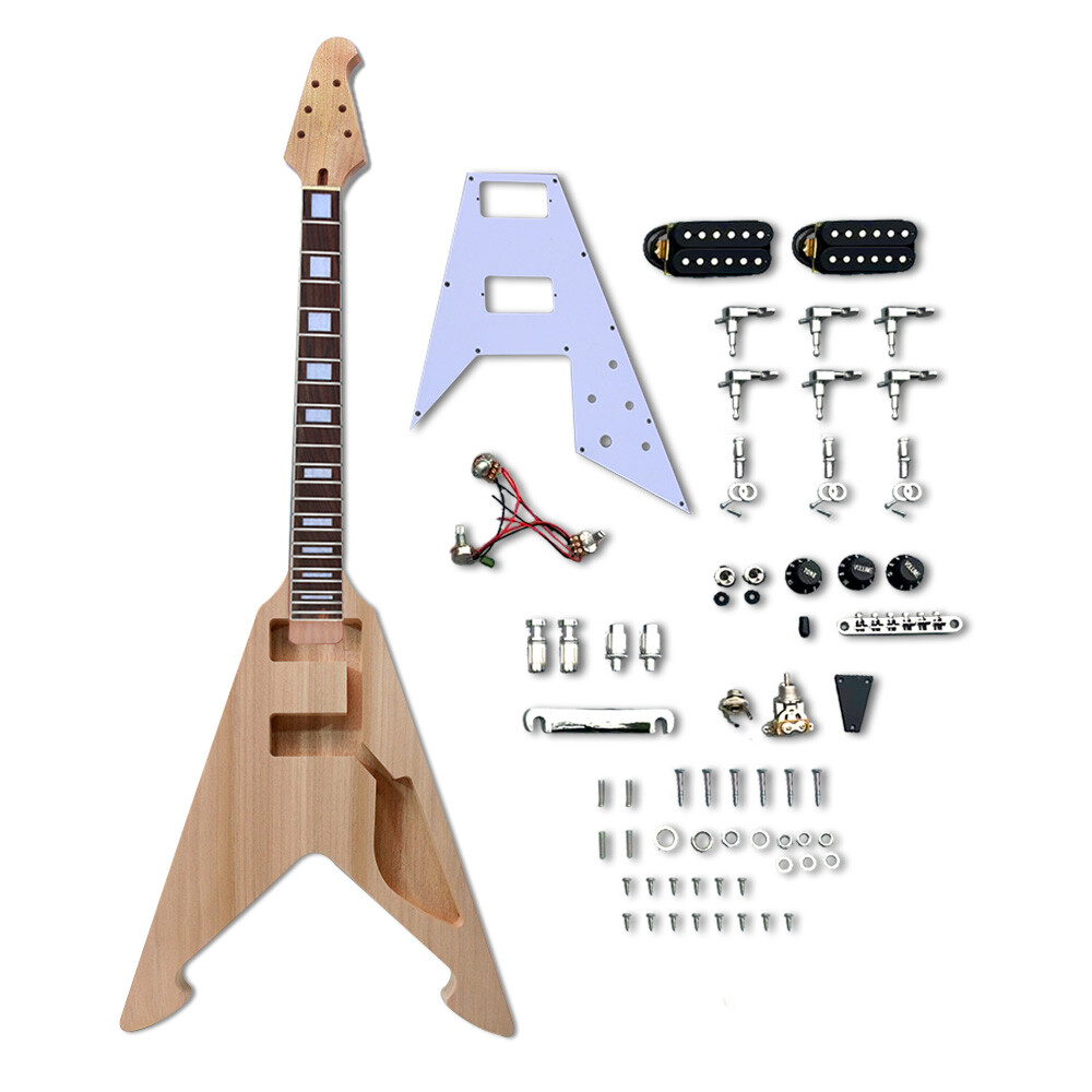 New Complete Electric Guitar Kit: 22 Fret 24.75″ Rosewood Neck & Matching Body