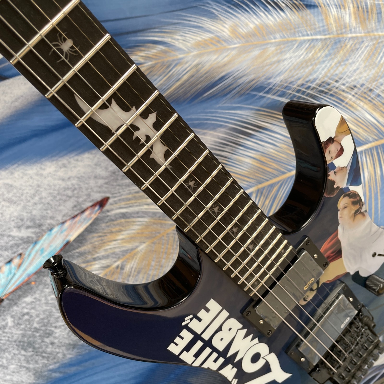 High Quality Discount Electric Guitar with White Zombie Graphic, Black Hardware
