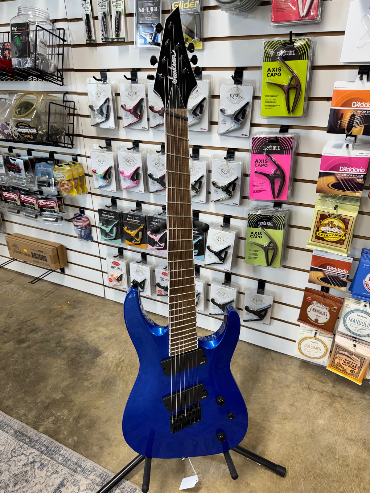 Jackson X Series Soloist SLAT7 7 String Fan Fret Electric Guitar – Metallic Blue