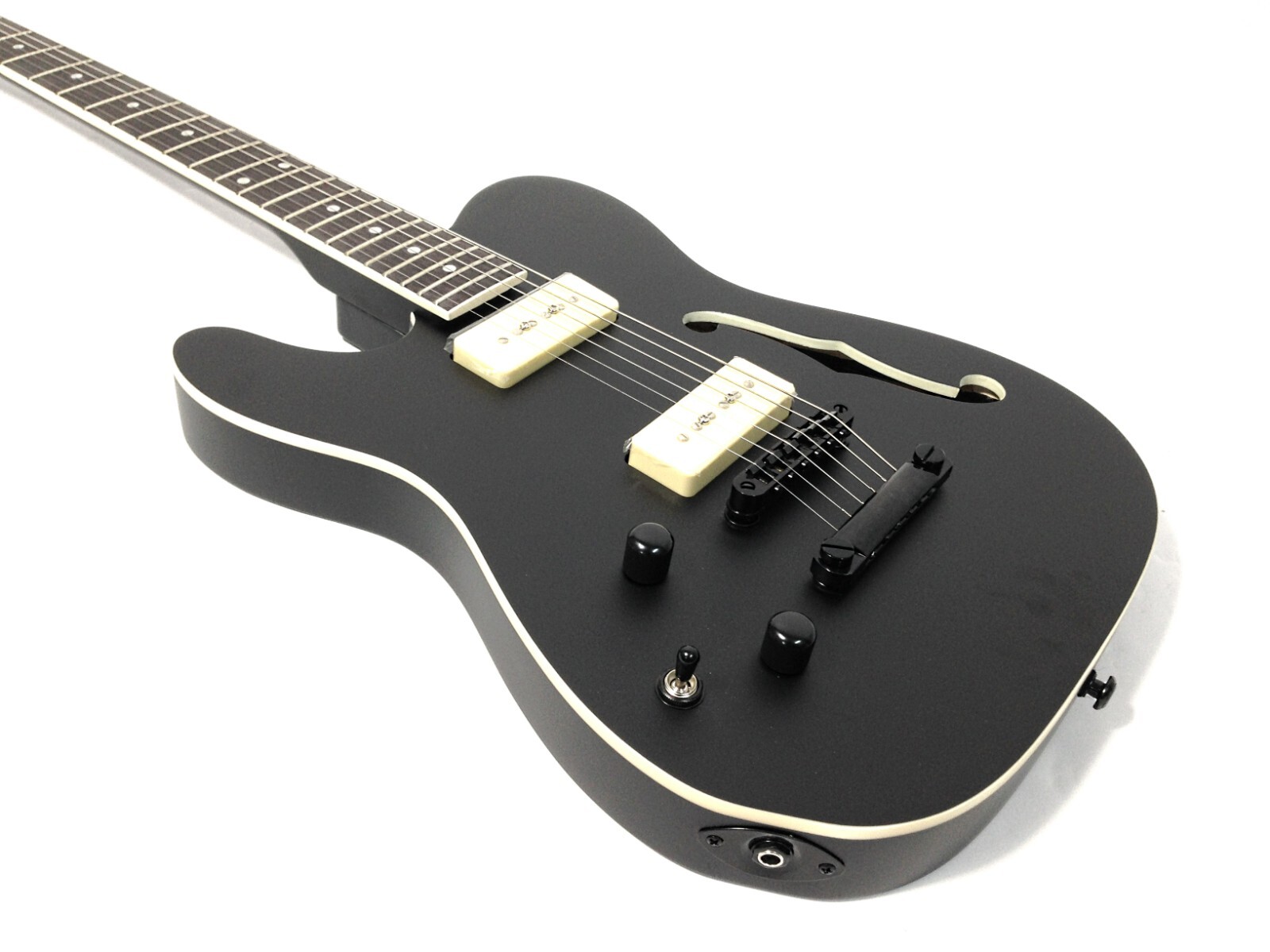 Haze Left-Handed Semi-Hollow Body Electric Guitar,All-Matt-Black+Gig Bag.501LHBK