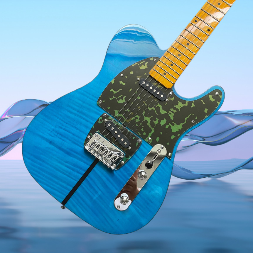 Mat Cat TL Style Electric Guitar Flamed Maple Veneer Tremolo Maple Fretboard