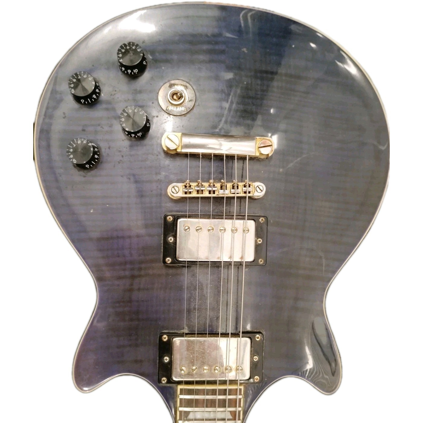 2003 Epiphone Genesis Translucent Blue Flame Top Gold Hardware Electric Guitar