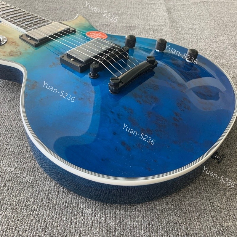 Solid Body Electric Guitar Blue Burst Burl Bone Nut HH Active Pickups