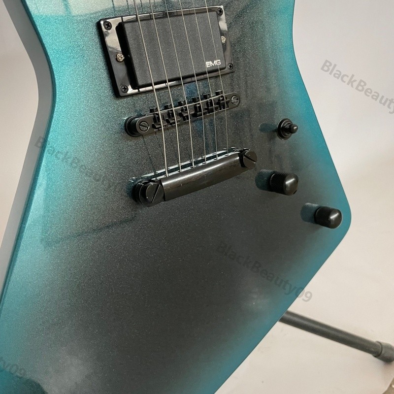 Electric Guitar Teal Burst Sparkle Stainless Rounded Fret Edge HH Pickup Fast