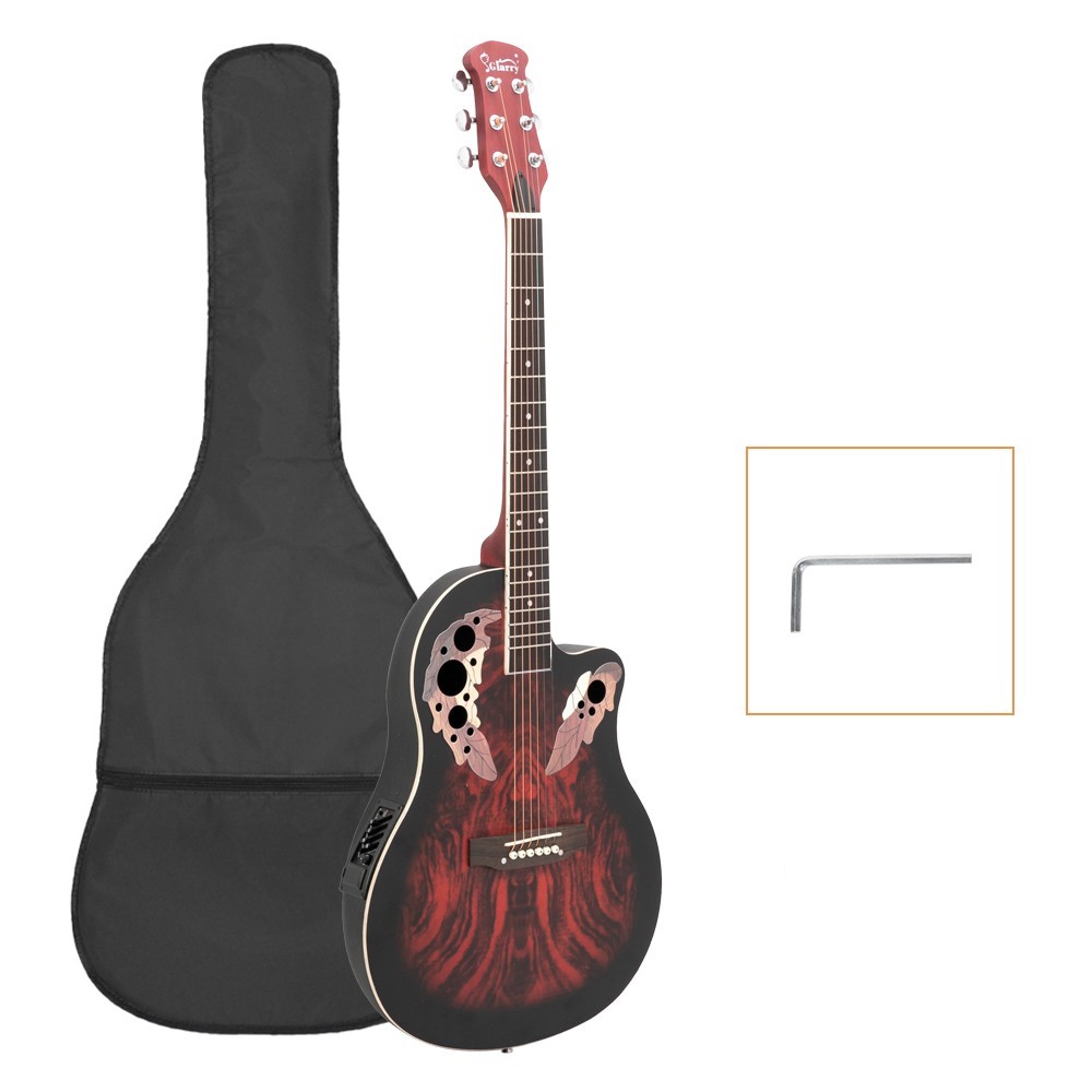 🎸FREE SHIPPING!🎸O Style Acoustic-Electric Guitar +Case/Bag +Strap +Cable!