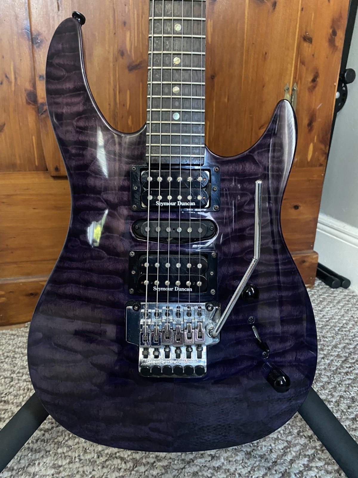 Brian Moore iM Quilted Trans Blue Korea UPGRADES hard case Floyd Rose FREE SHIP