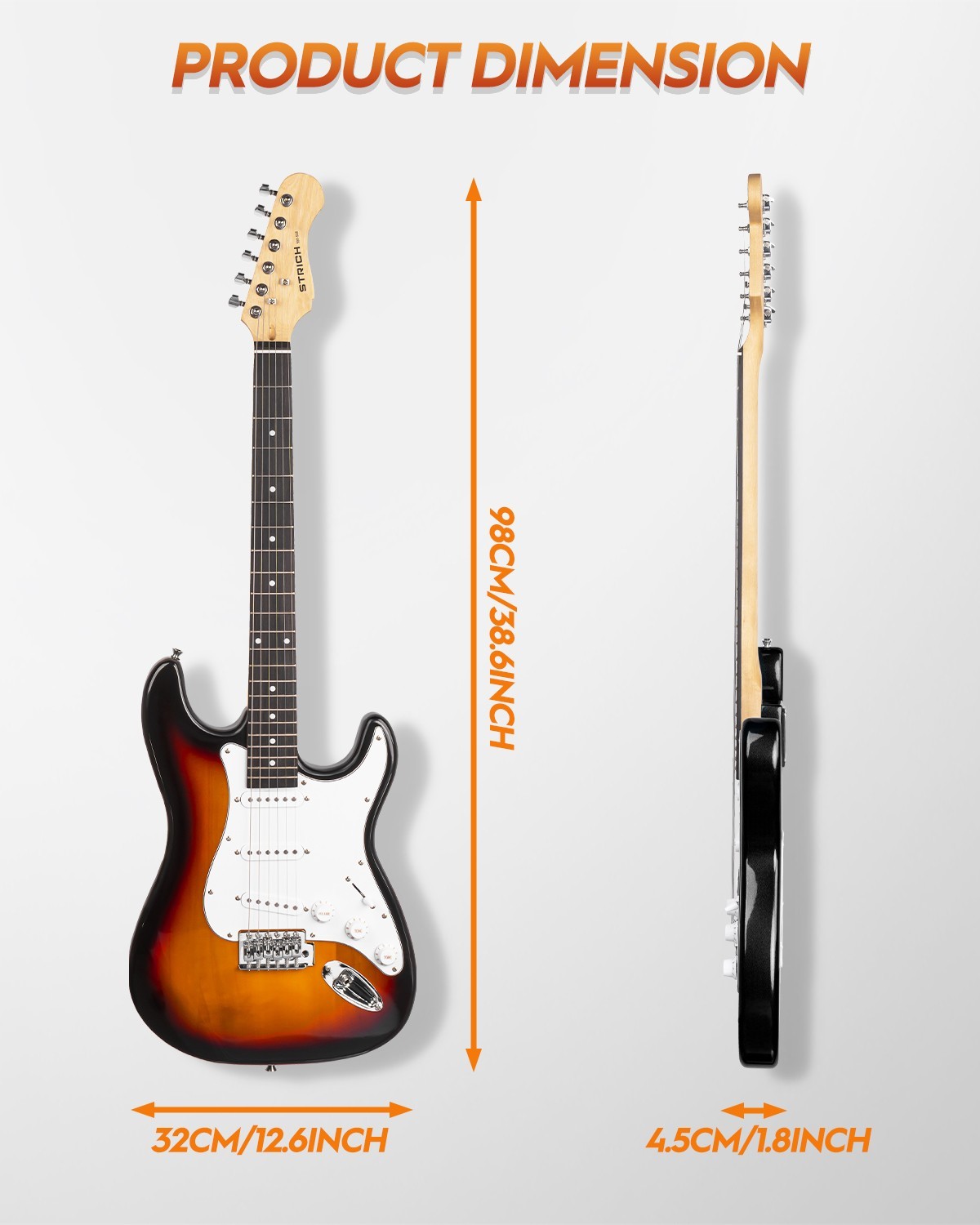 STRICH Electric Guitar Beginner Kit 39″ Full Size Electric Guitar Starter w/ Amp