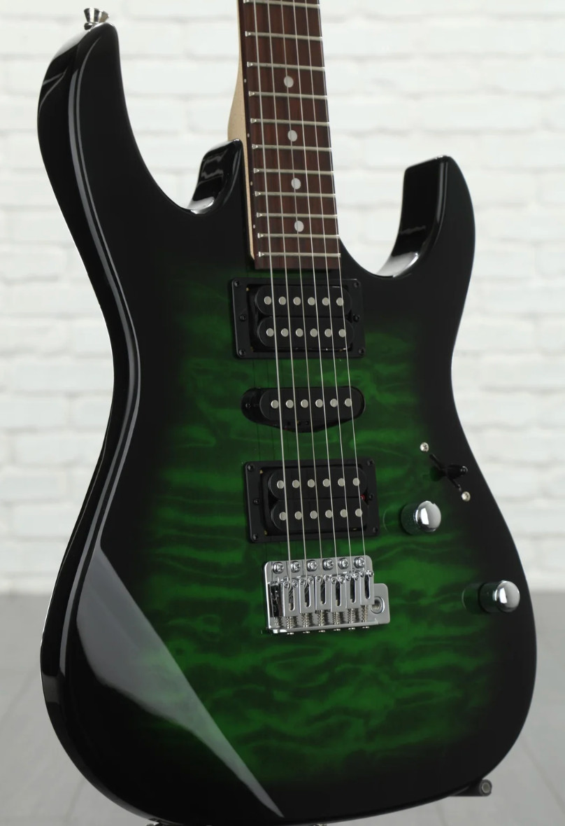 Solidbody Electric Guitar Ibanez Gio GRX70QA Electric Guitar – Transparent