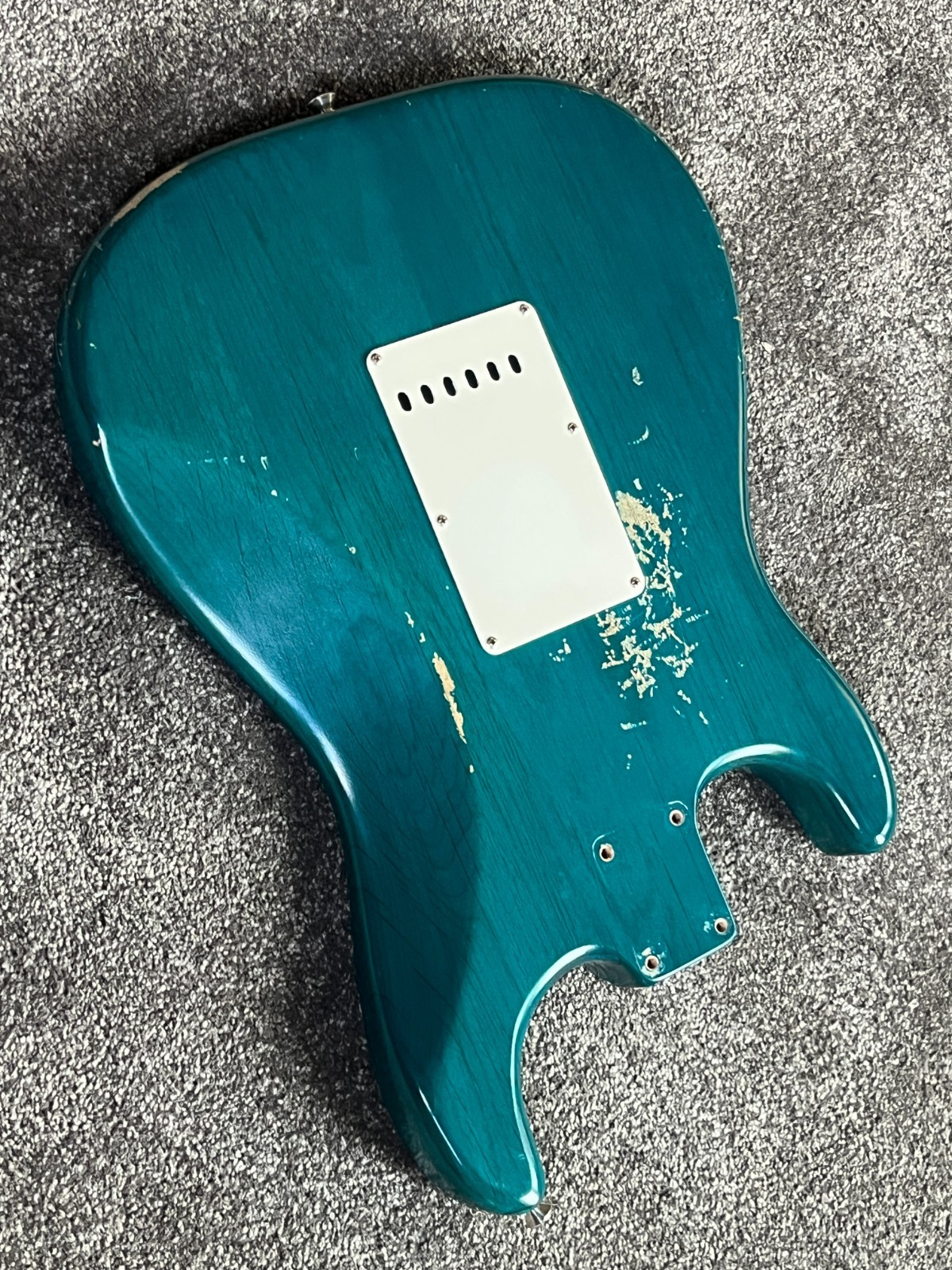 2000s Fender American Highway One Stratocaster guitar body transparent blue