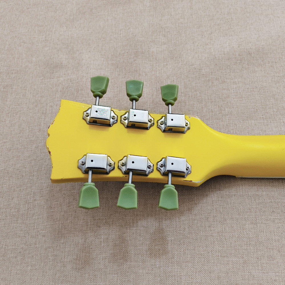 6 string Light Relic yellow Electric Guitar Rosewood Fretboard Mahogany Body