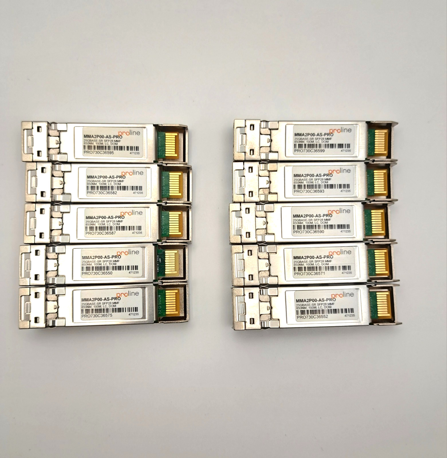 Lot of 10 Mellanox MMA2P00-AS MMA2P00 25GBase SR SFP28 850nm Proline