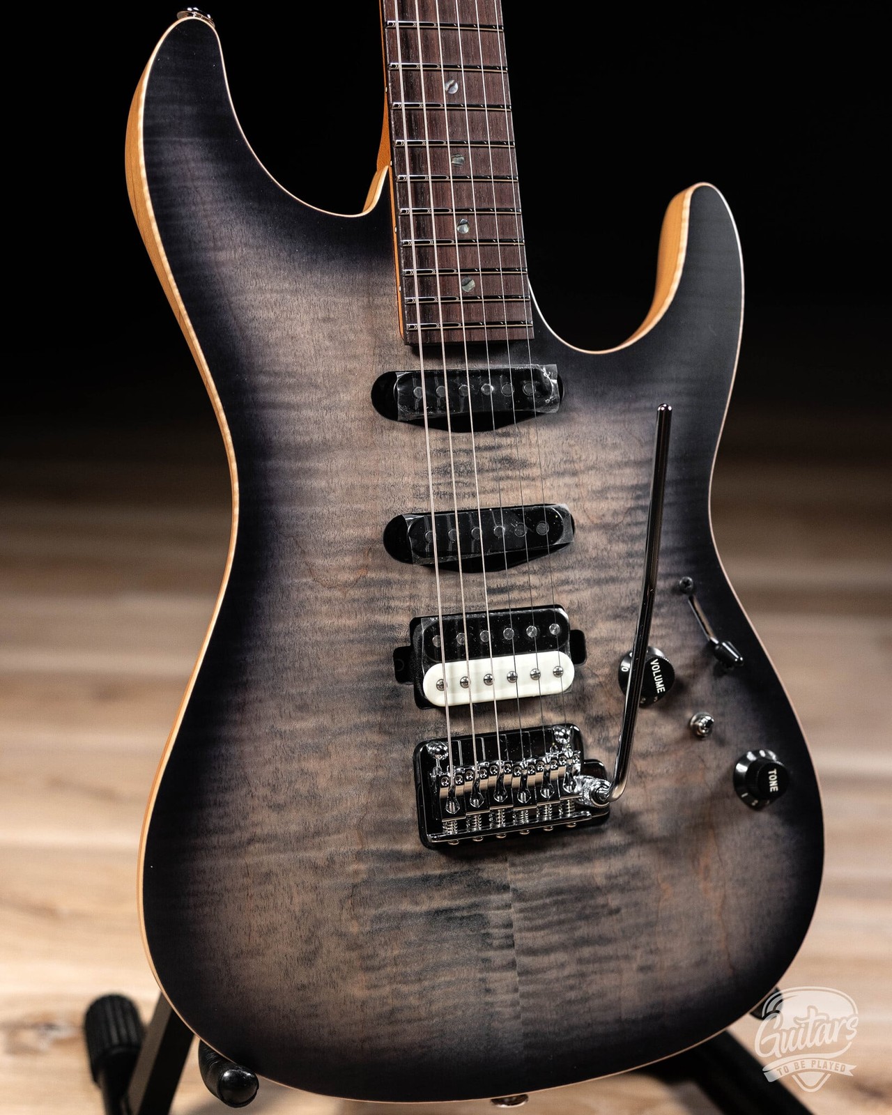 Ibanez TQM2 Tom Quayle Signature Guitar w/ Case – Charcoal Black Burst Flat