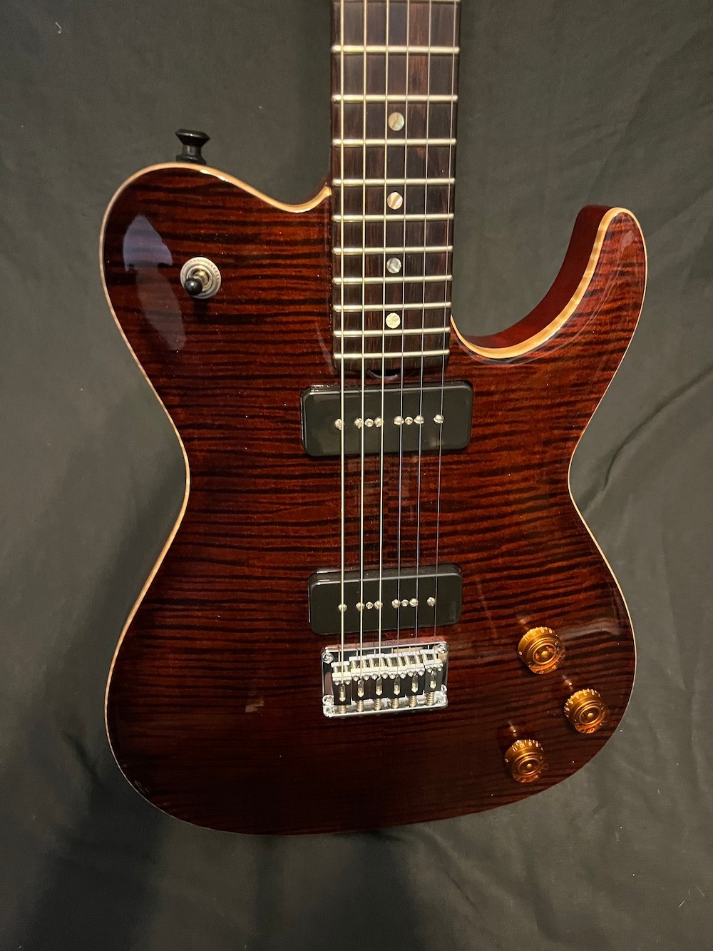 2008 Don Grosh Carve Top T Semi Hollow Guitar 5A Flame Top Braz Board W/OHSC