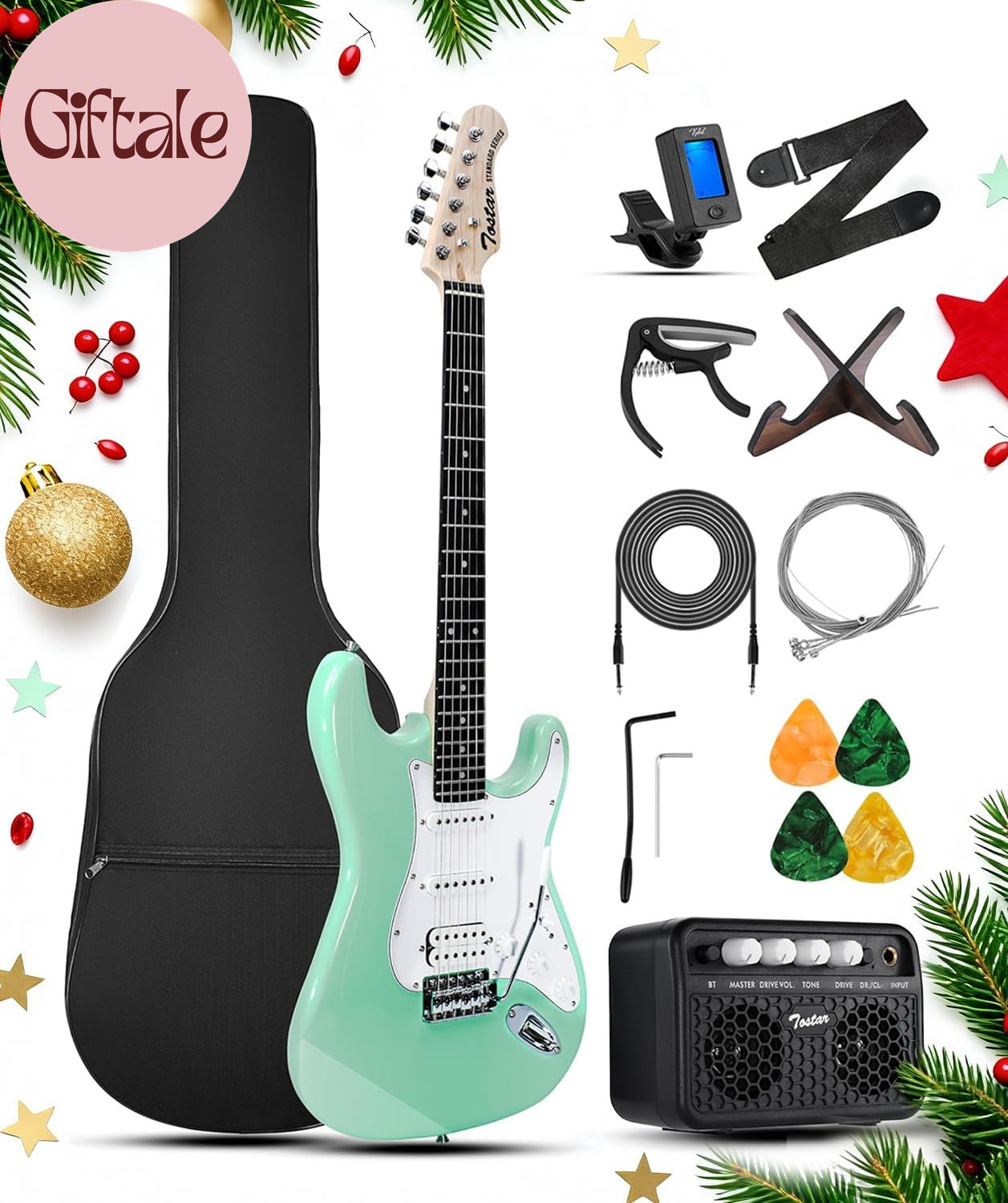 Beginner Electric Guitar with Amp Full Size Kit 6 String HSS Pickup with Gig Bag