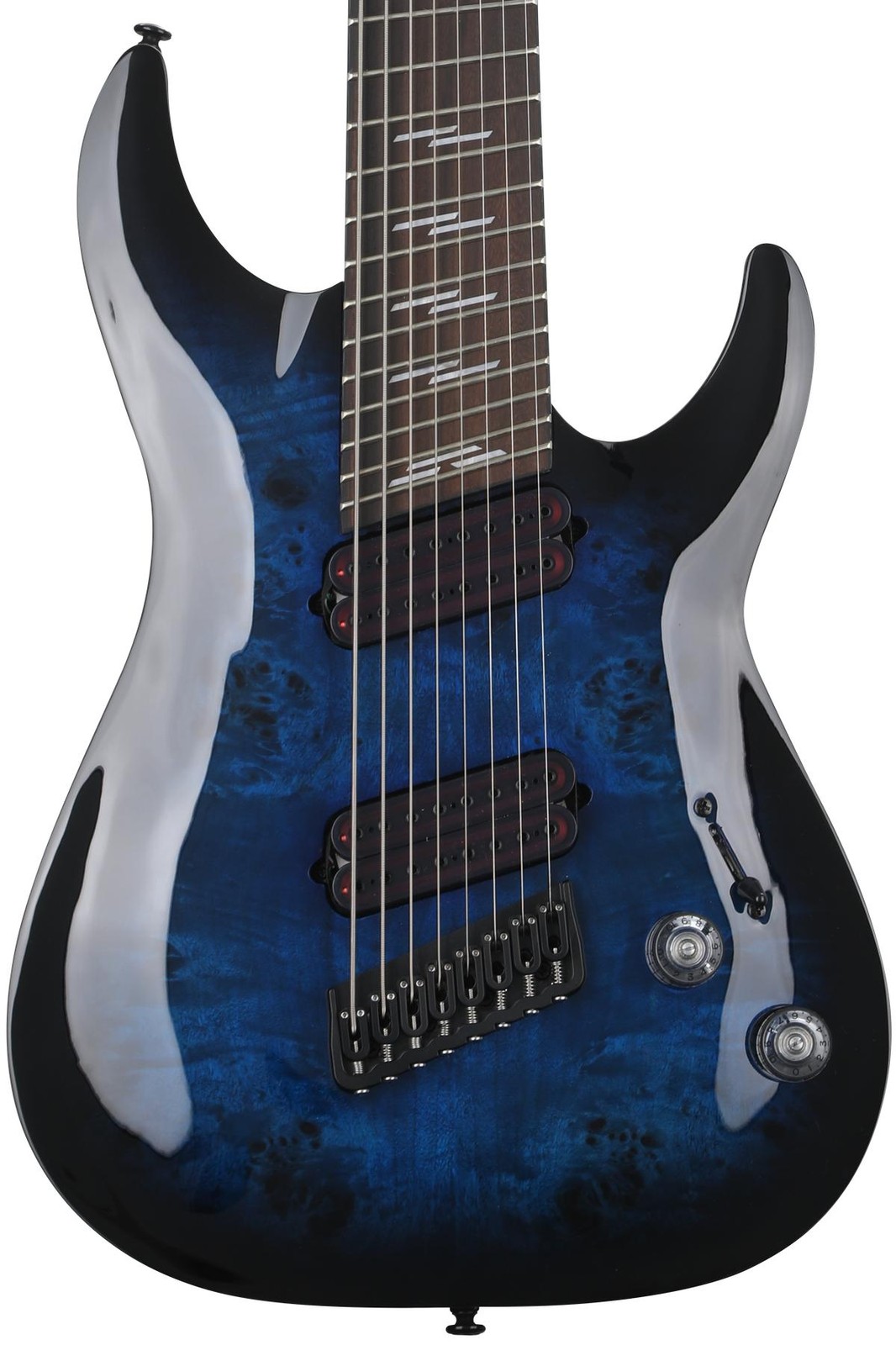 Schecter Omen Elite-8 Multiscale 8-string Electric Guitar – See Through Blue