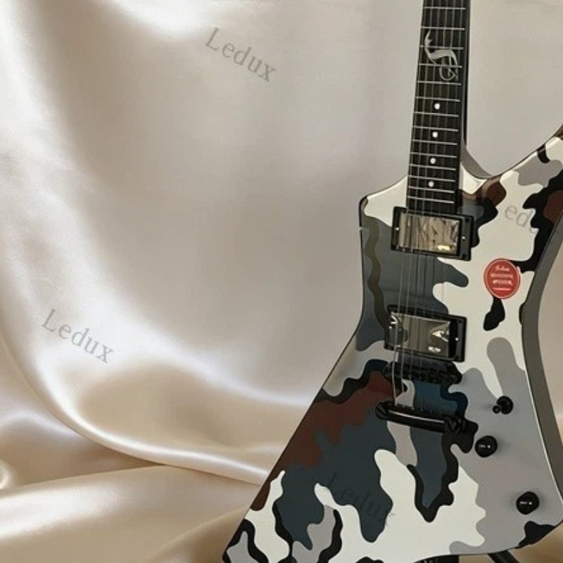 James Hetfield Camouflage Metallica Electric Guitar Snakebyte Inlay H-H Pickups
