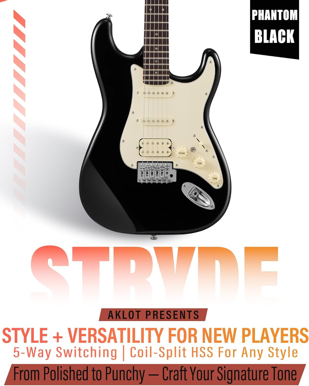 Stryde Electric Guitar with Coil-Split: Roasted Maple Neck, Flame Maple Graphic
