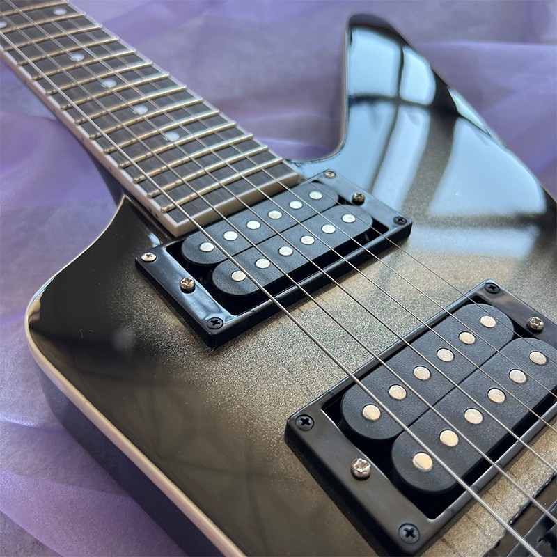 No brand, 24 frets, 48-inch electric guitar, silver-gray, double tremolo