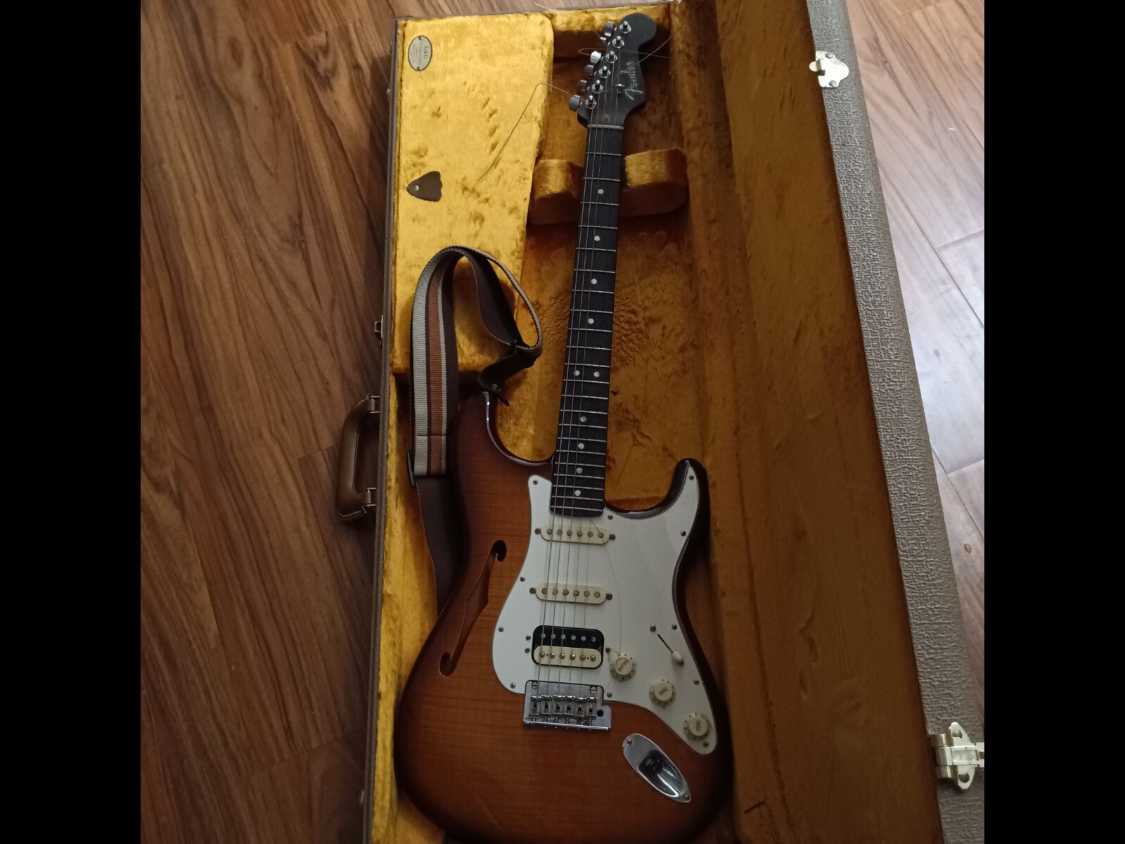 Rarities Stratocaster Thinline HSS, Solid Rosewood Neck, Violin Burst
