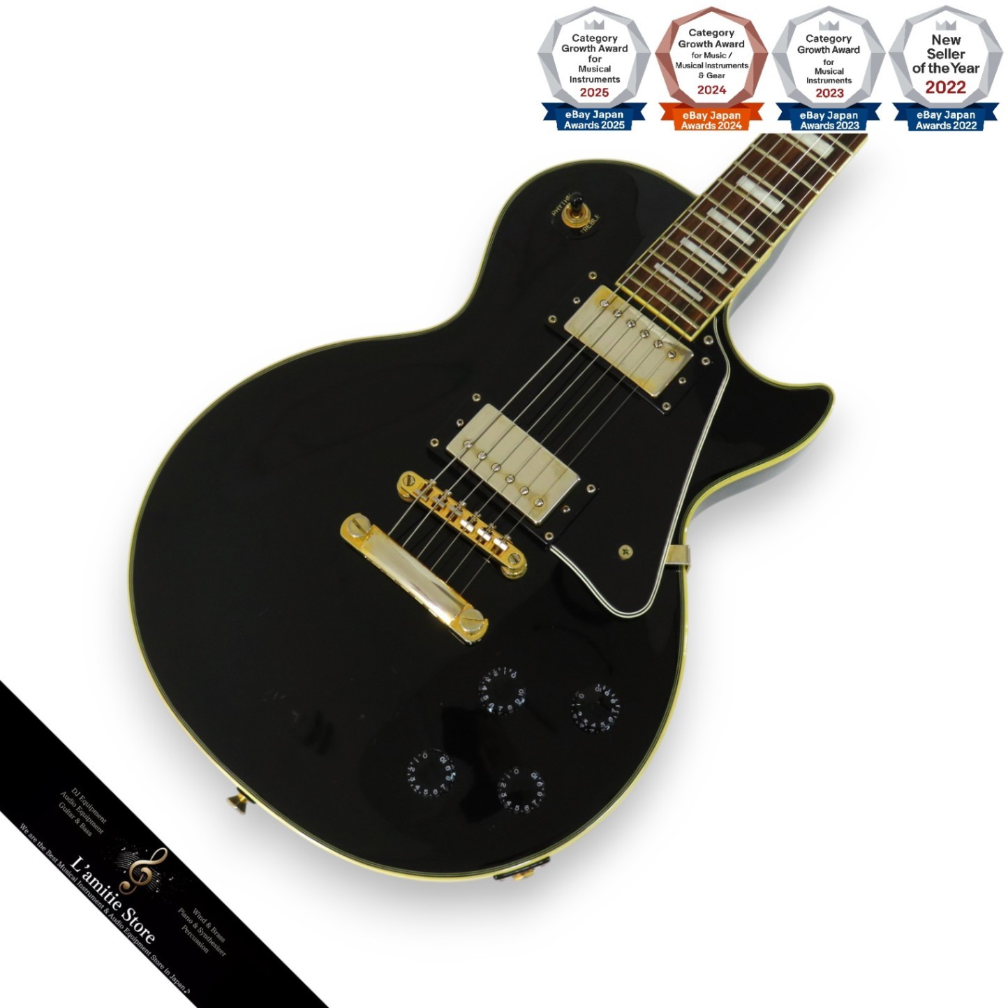 Epiphone Les Paul Custom Electric Guitar Ebony Maple Mahogany HH 22F