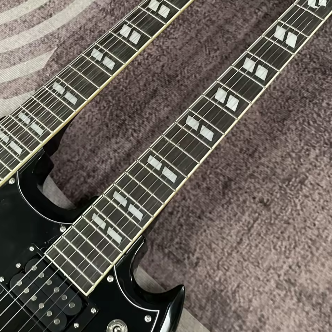 Black Double Neck SG Electric Guitar 12+6String Glossy – Free Shipping