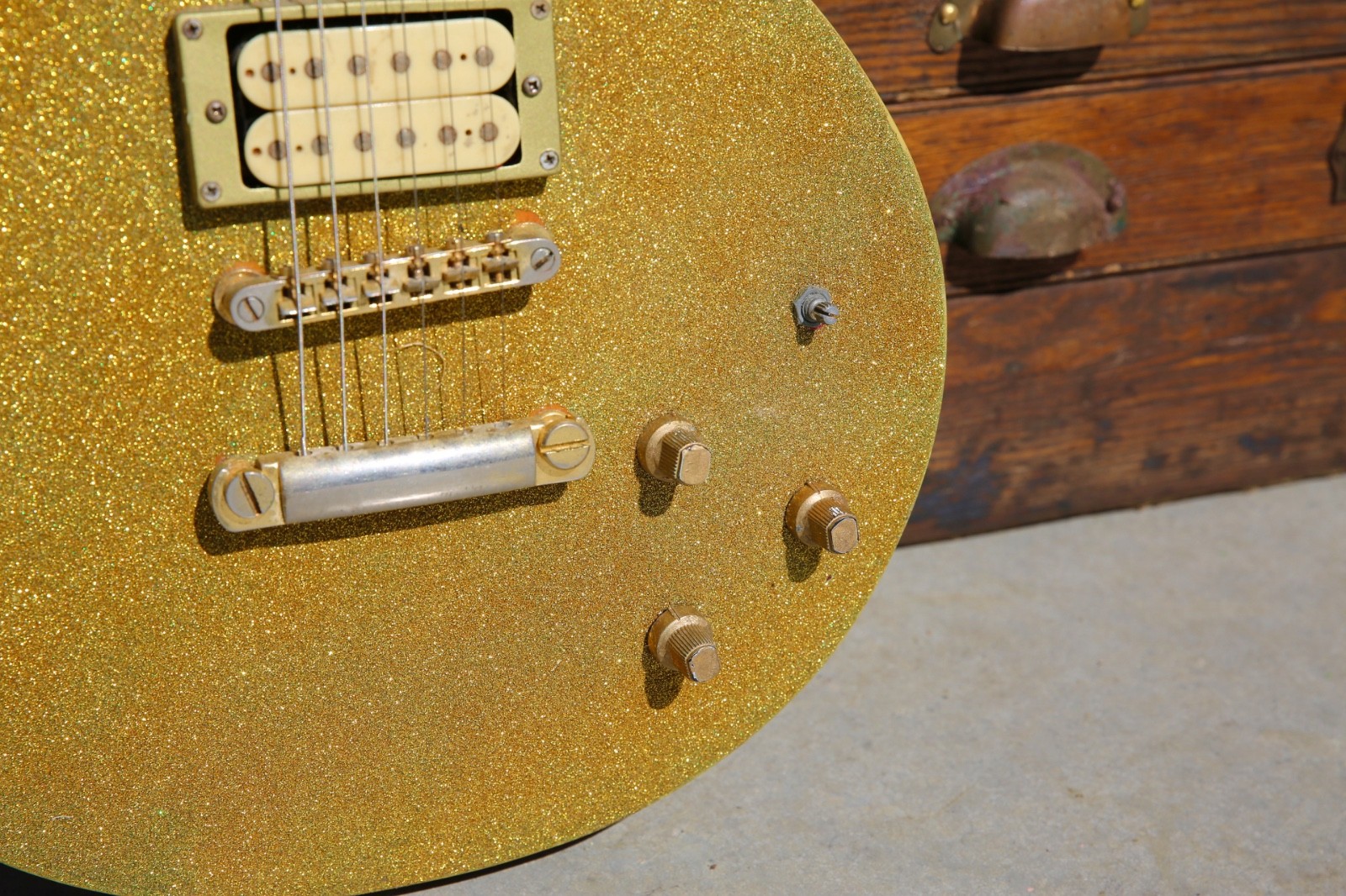 Vintage Electric Guitar gold metal flake sparkle custom Japan 6 String 60s 70s