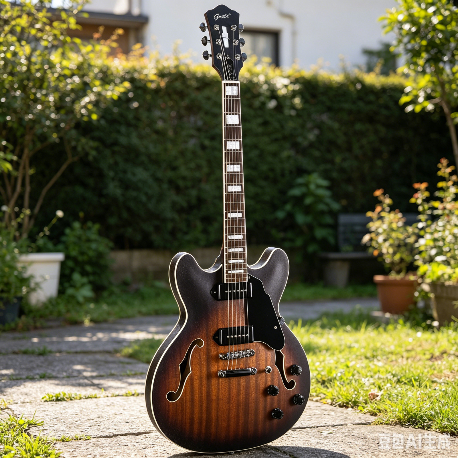 Matte Semi-Hollow Electric Guitar with p90 Pickups jazz Blues Guitar