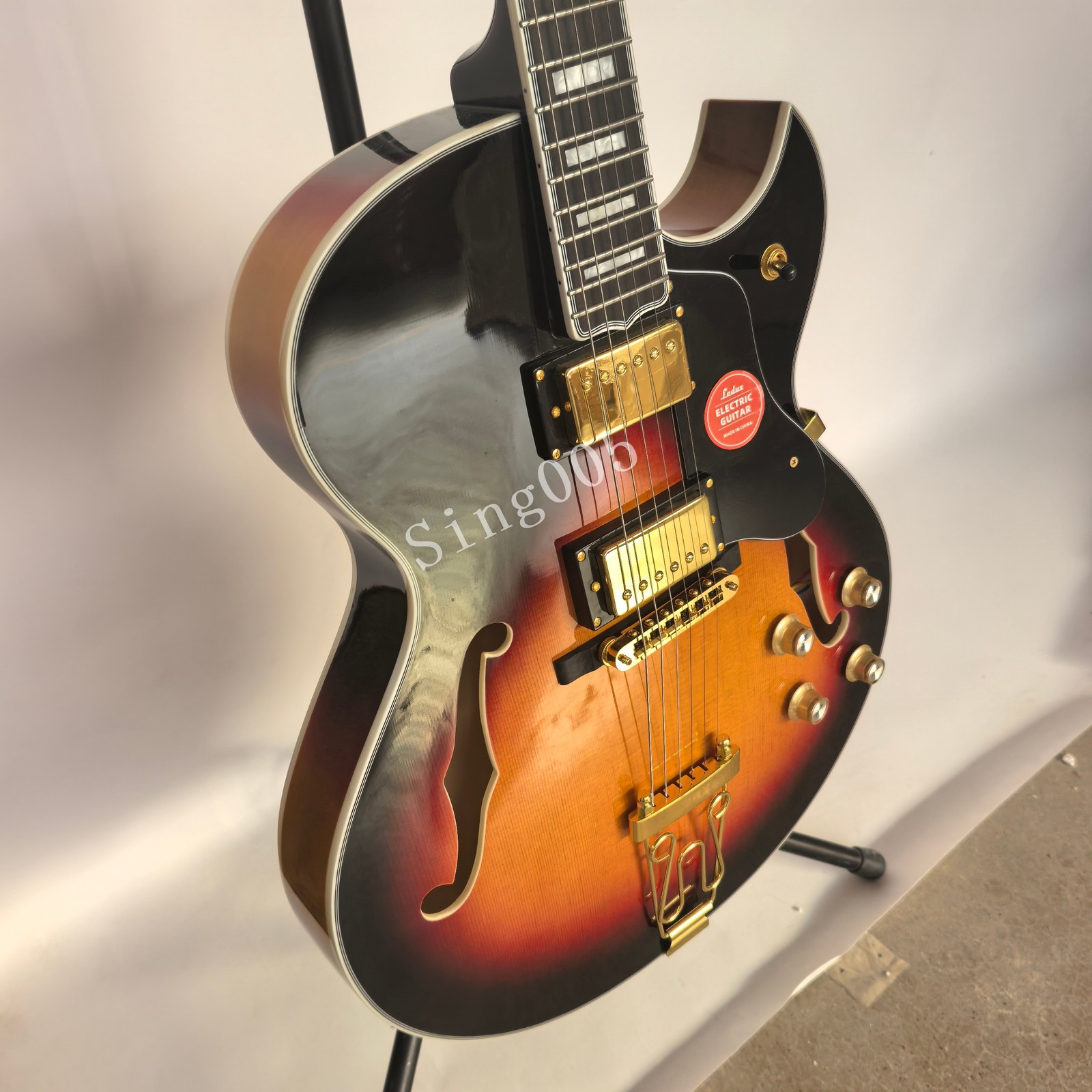 Sunburst Semi-Hollow Electric Guitar 2H Pickup Rosewood Fingerboard Jazz Bridge